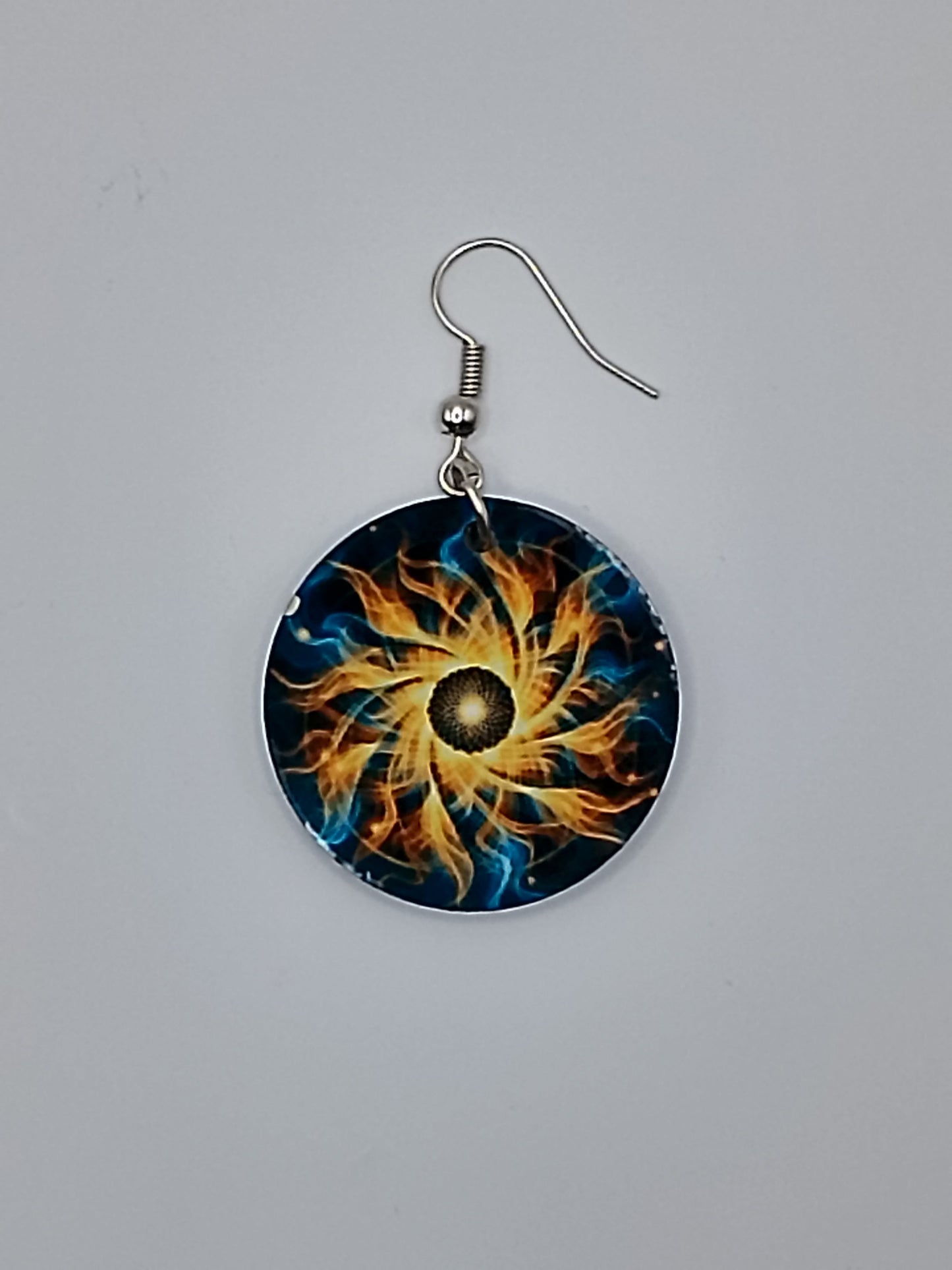 Electric Plasma Sunflower Sublimation Dangle Earrings