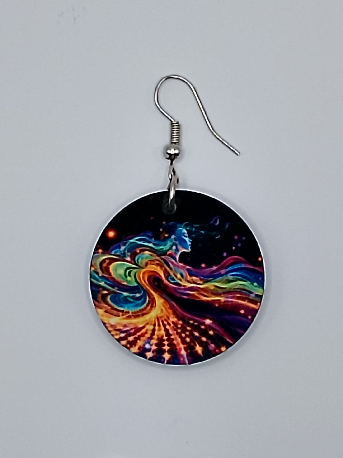 Double-Sided Neon Rainbow Abstract Galaxy Earrings