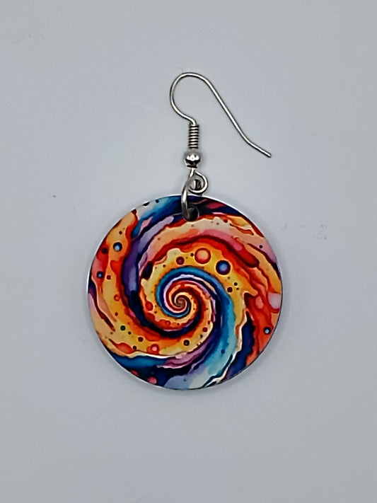 Hypnotic Rainbow Vortex Double-Sided Earrings