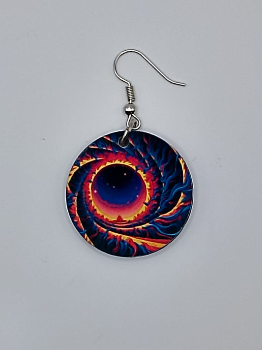 Cosmic Black Hole Round Dangle Earrings