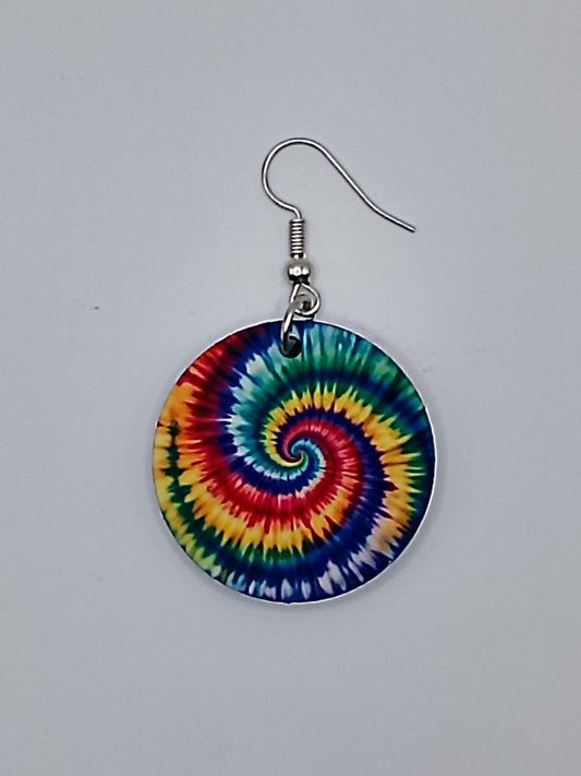 Groovy Tie Dye Spiral Double-Sided Earrings