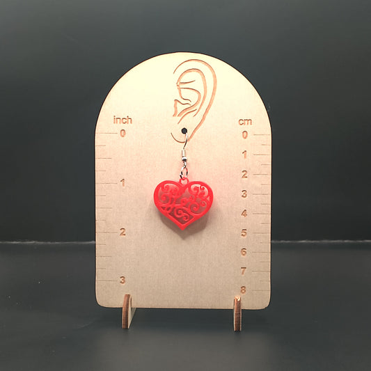 Red Heart Earrings with "Love" Cutout – Kazi3DP