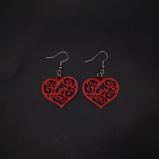 Red Heart Earrings with "Love" Cutout – Kazi3DP