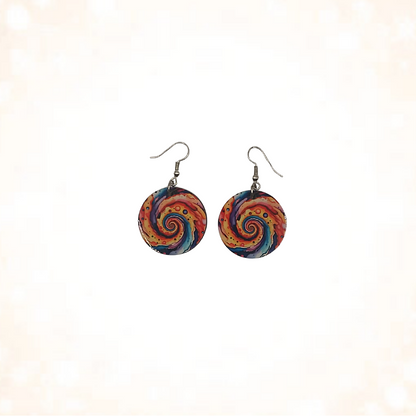 Hypnotic Rainbow Vortex Double-Sided Earrings