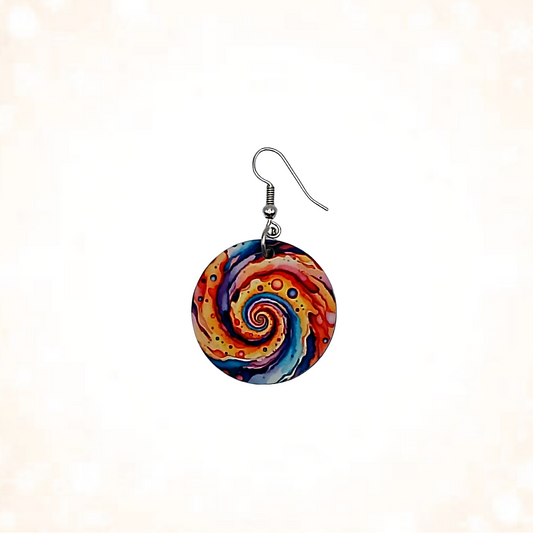 Hypnotic Rainbow Vortex Double-Sided Earrings