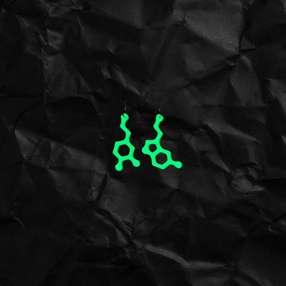 Glow-in-the-Dark Dopamine & Serotonin Molecule Earrings