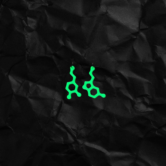 Glow-in-the-Dark Dopamine & Serotonin Molecule Earrings