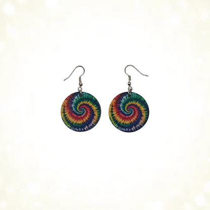Groovy Tie Dye Spiral Double-Sided Earrings