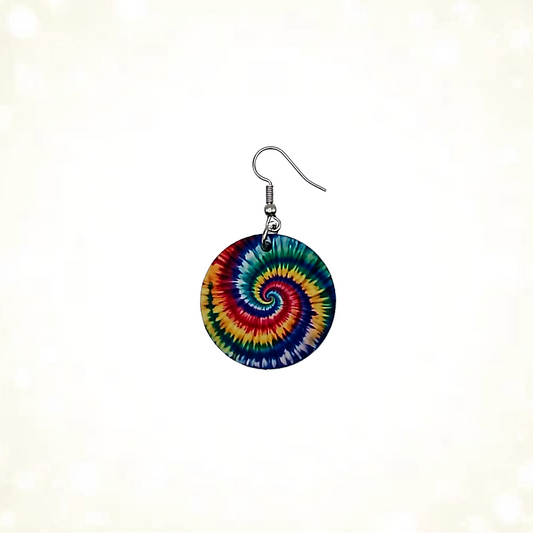 Groovy Tie Dye Spiral Double-Sided Earrings