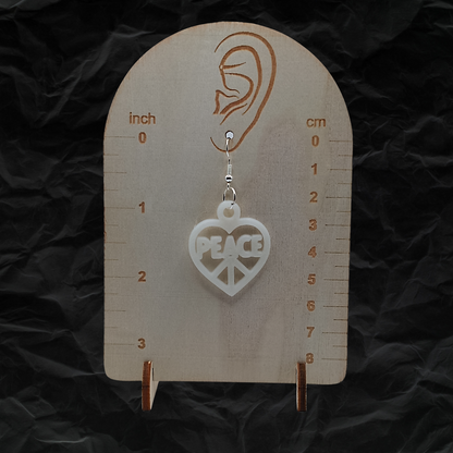 Love & Peace Heart Glow In The Dark Earrings