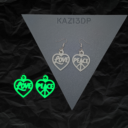 Love & Peace Heart Glow In The Dark Earrings